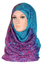 Multi color zigzag printed poly scarf
