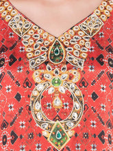 Orange Printed Poncho